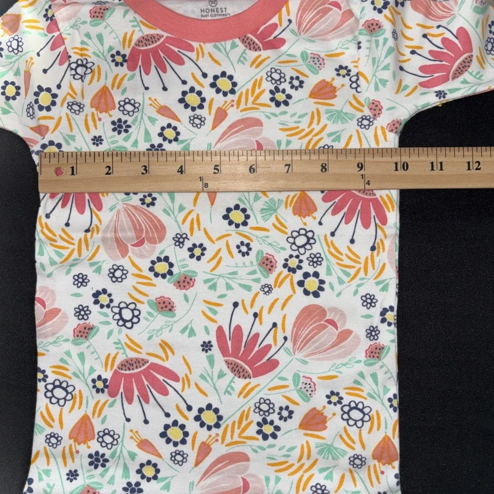 Honest Baby 2 Piece floral peach Pajama 100% Organic Cotton Size 4T